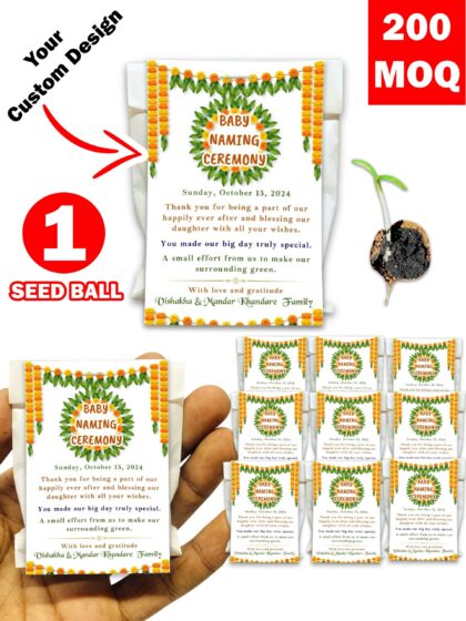 Personalized Paper Pouch Seed Balls Return Gift for Naming Ceremony | Pack of 1 Seed Ball