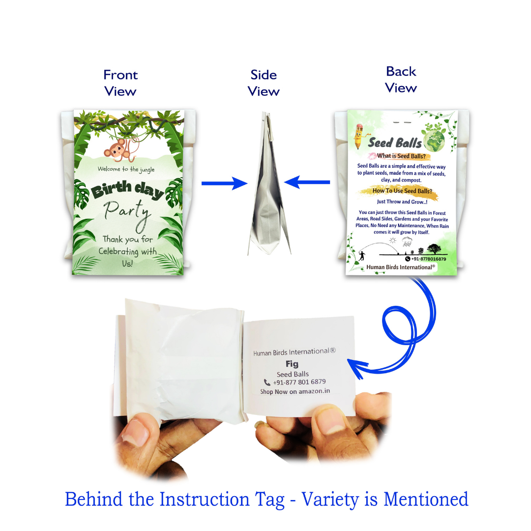 Personalized Paper Pouch Seed Balls Return Gift for Wedding | Pack of 4 Seed Balls