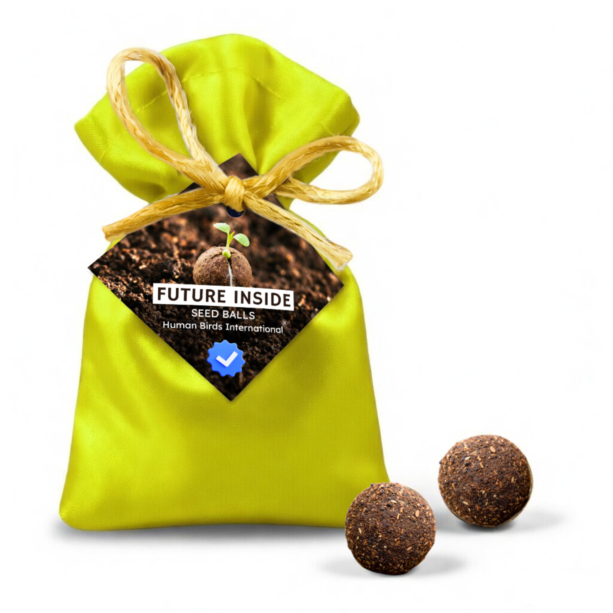 Human Birds International® Seed Balls Return Gift | Premium Silky Cloth Bag with 2 Moringa seed balls | Eco-Friendly Wedding & Birthday Favors (Without Customization) (Ready Made)