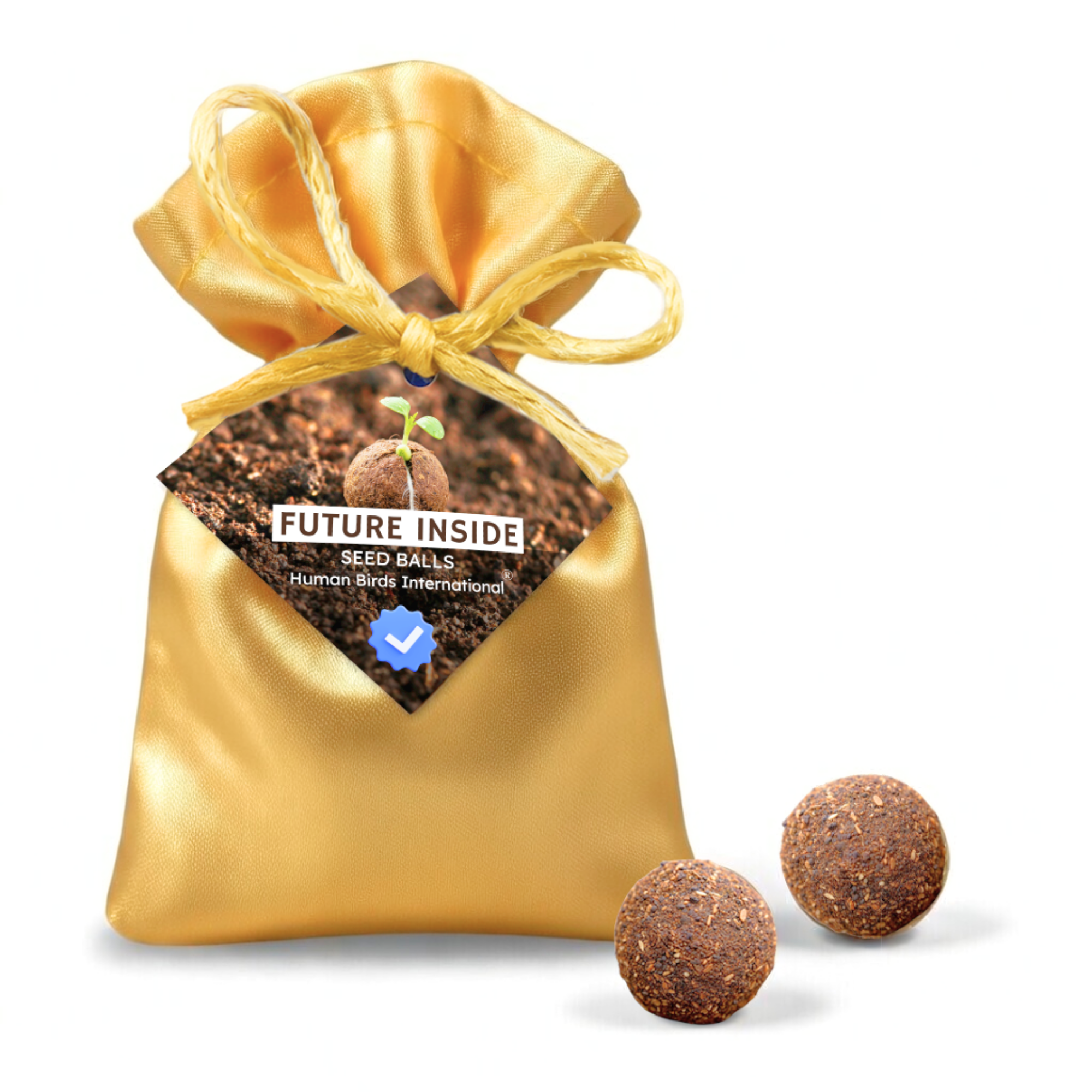 Human Birds International® Seed Balls Return Gift | Premium Silky Cloth Bag with 2 Moringa seed balls | Eco-Friendly Wedding & Birthday Favors (Without Customization) (Ready Made)