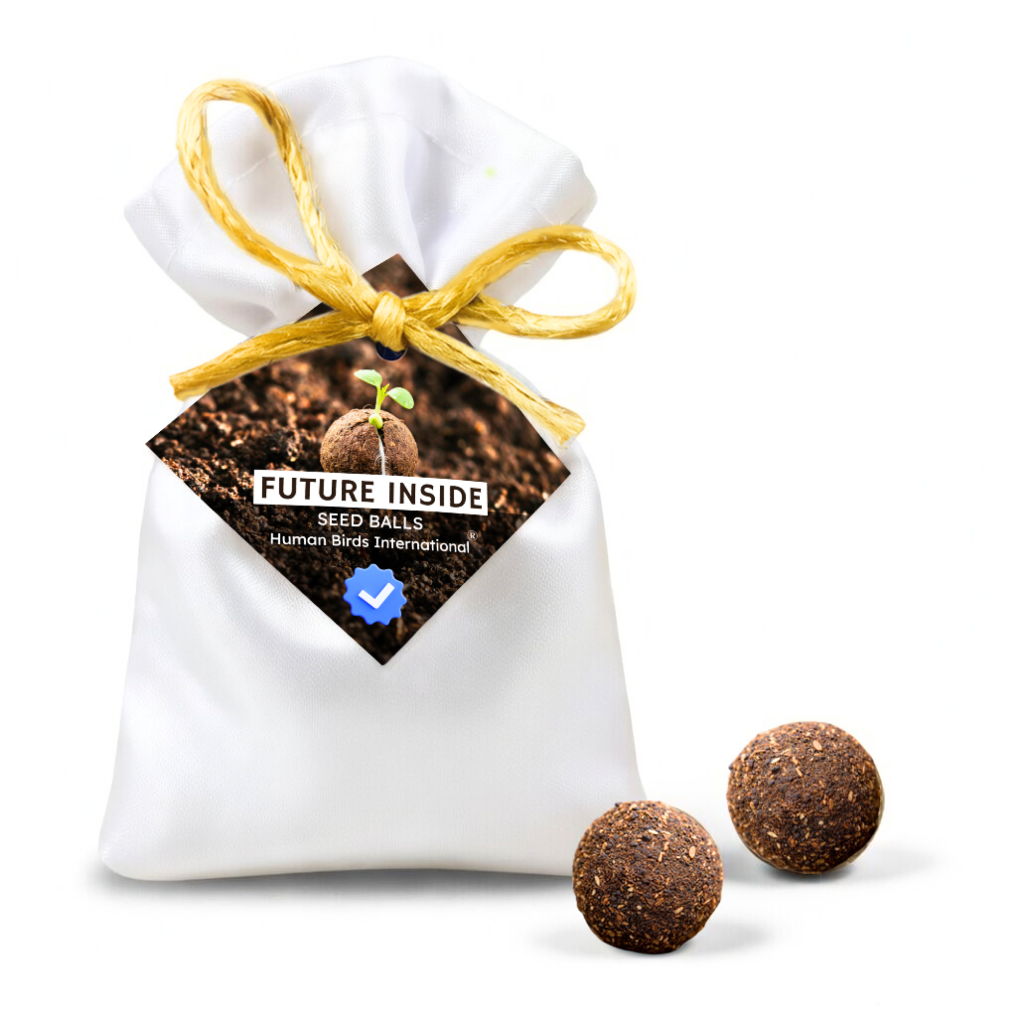 Human Birds International® Seed Balls Return Gift | Premium Silky Cloth Bag with 2 Moringa seed balls | Eco-Friendly Wedding & Birthday Favors (Without Customization) (Ready Made)